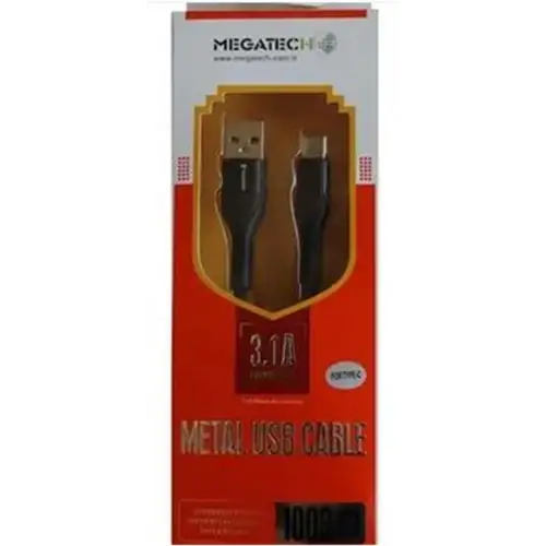 Megatech 3.1A A Örgülü Serisi Usb to Type-c 1mt Data Kablosu Siyah