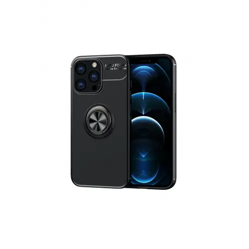 Newface iPhone 13 Pro Kılıf Range Yüzüklü Silikon - Siyah