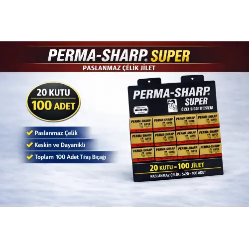 Perma-Sharp Super Paslanmaz Çelik Tıraş Bıçağı 5’li 20 Kutu