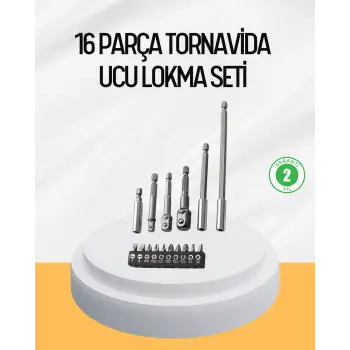 Ergonomik 16 Parça Bits Tornavida Uç ve Adaptör Seti