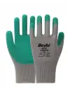 BEYBİ PL17 9 Beden Gri-Yeşil 12li Paket Legend Polyester Örme Lateks Eldiven