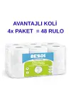 Bezos Profesyonel İçten Çekmeli Tuvalet Kağıdı 48 Rulo | Mini Cimri | 2 Katlı %100 Selüloz 4X12RULO