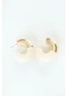 CCB Krem Gold Çift Renk Küpe