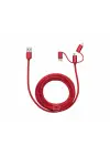 Frisby FA-7558UC 3mt Örgülü USB Data - Şarj Kablo 3in1 (iOS-Android-Type-C) Kırmızı