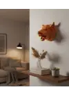 Gold Renk 3D Kurt Başı Duvar Dekoru