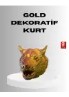 Gold Renk 3D Kurt Başı Duvar Dekoru