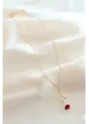 Kırmızı Gül Figürlü Kolye