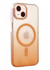 Newface Apple iPhone 14 Glossy Magsafe Kapak - Turuncu