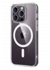 Newface Apple iPhone 15 Pro Max Combo Sert Şeffaf Magsafe Kapak - Şeffaf