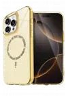Newface Apple iPhone 15 Pro Max Live Diamond Magsafe Kapak - Sarı
