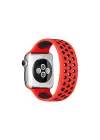Newface Apple Watch 38mm Ayarlı Delikli Silikon Kordon - Kırmızı-Siyah