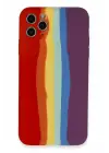 Newface iPhone 11 Pro Kılıf Ebruli Lansman Silikon - Kırmızı-Mor