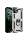 Newface Apple iPhone 11 Pro Kılıf Sofya Yüzüklü Silikon Kapak - Gümüş