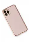 Newface iPhone 11 Pro Max Kılıf Coco Deri Silikon Kapak - Pudra