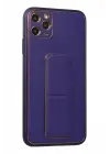 Newface iPhone 11 Pro Max Kılıf Coco Deri Standlı Kapak - Mor