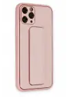 Newface Apple iPhone 11 Pro Max Kılıf Coco Deri Standlı Kapak - Pembe
