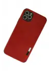 Newface iPhone 11 Pro Max Kılıf Loop Deri Silikon - Kırmızı