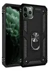 Newface iPhone 11 Pro Max Kılıf Sofya Yüzüklü Silikon Kapak - Siyah