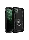Newface iPhone 11 Pro Max Kılıf Sofya Yüzüklü Silikon Kapak - Siyah
