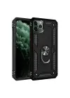 Newface iPhone 11 Pro Max Kılıf Sofya Yüzüklü Silikon Kapak - Siyah