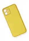 Newface Apple iPhone 12 Kılıf Coco Deri Silikon Kapak - Sarı