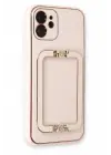 Newface Apple iPhone 12 Kılıf Coco Elit Kapak - Pudra