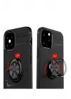 Newface Apple iPhone 12 Mini Kılıf Range Yüzüklü Silikon - Siyah