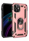 Newface Apple iPhone 12 Mini Kılıf Sofya Yüzüklü Silikon Kapak - Rose