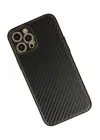 Newface iPhone 12 Pro Max Kılıf Coco Karbon Silikon - Siyah