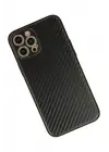 Newface iPhone 12 Pro Max Kılıf Coco Karbon Silikon - Siyah
