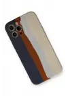 Newface Apple iPhone 12 Pro Max Kılıf Ebruli Lansman Silikon - Lacivert-Krem