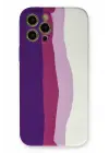 Newface Apple iPhone 12 Pro Max Kılıf Ebruli Lansman Silikon - Mor-Beyaz