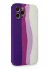 Newface Apple iPhone 12 Pro Max Kılıf Ebruli Lansman Silikon - Mor-Beyaz