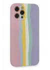 Newface Apple iPhone 12 Pro Max Kılıf Ebruli Lansman Silikon - Pembe-Lila