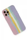 Newface iPhone 12 Pro Max Kılıf Ebruli Lansman Silikon - Pembe-Lila