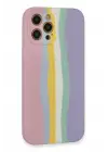 Newface iPhone 12 Pro Max Kılıf Ebruli Lansman Silikon - Pembe-Lila