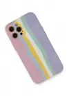 Newface Apple iPhone 12 Pro Max Kılıf Ebruli Lansman Silikon - Pembe-Lila