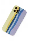 Newface Apple iPhone 12 Pro Max Kılıf Ebruli Lansman Silikon - Sarı-Lila