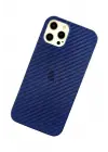 Newface Apple iPhone 12 Pro Max Kılıf Karbon PP Silikon - Mavi