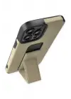 Newface Apple iPhone 12 Pro Max Kılıf Mega Standlı Silikon - Gold