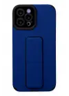 Newface Apple iPhone 12 Pro Max Kılıf Mega Standlı Silikon - Mavi