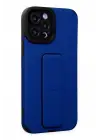 Newface Apple iPhone 12 Pro Max Kılıf Mega Standlı Silikon - Mavi