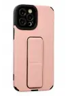 Newface Apple iPhone 12 Pro Max Kılıf Mega Standlı Silikon - Pudra