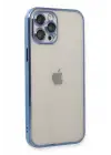 Newface Apple iPhone 12 Pro Max Kılıf Razer Lensli Silikon - Açık Mavi