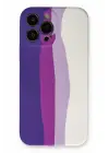 Newface Apple iPhone 13 Pro Kılıf Ebruli Lansman Silikon - Mor-Beyaz