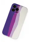 Newface Apple iPhone 13 Pro Kılıf Ebruli Lansman Silikon - Mor-Beyaz