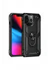 Newface iPhone 13 Pro Kılıf Sofya Yüzüklü Silikon Kapak - Siyah