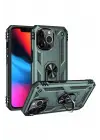Newface Apple iPhone 13 Pro Max Kılıf Sofya Yüzüklü Silikon Kapak - Yeşil