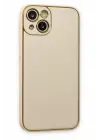 Newface Apple iPhone 14 Plus Kılıf Coco Deri Silikon Kapak - Gold