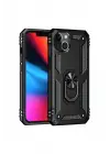 Newface Apple iPhone 14 Plus Kılıf Sofya Yüzüklü Silikon Kapak - Siyah